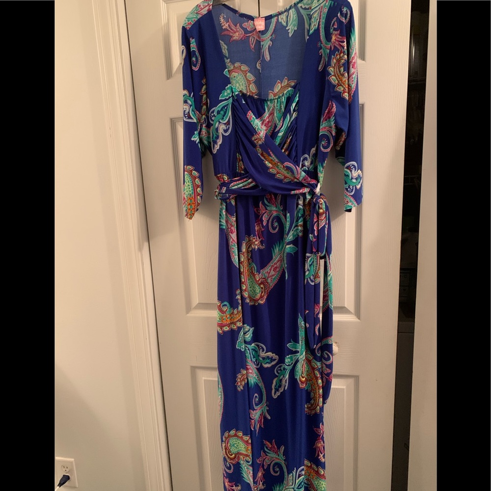 Pretty blue/pink 57” long maxi size 4X dress